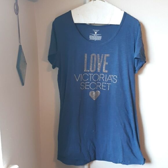 VS NAVY BLUE & GOLD BLING SHORT SLEEVED TEE LARGE - Picture 1 of 5